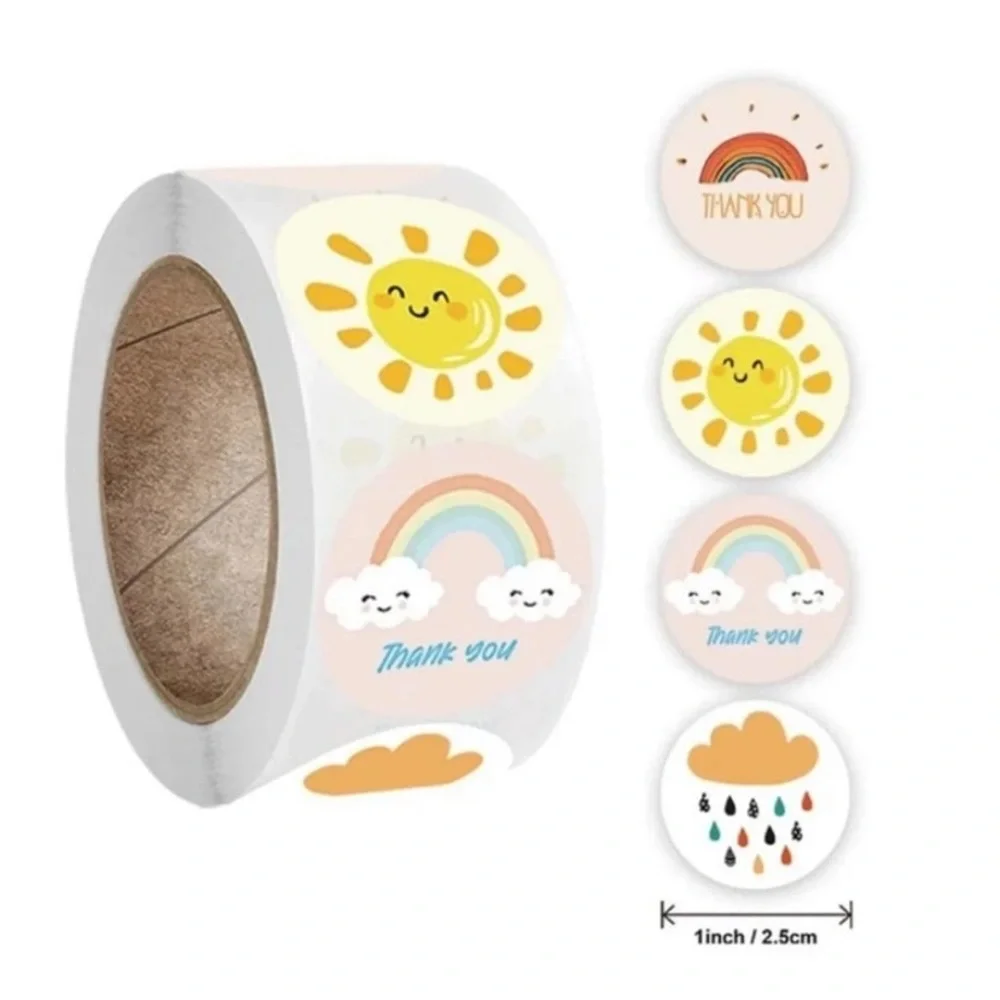 500!! 1-inch Thank You Stickers Packaging
